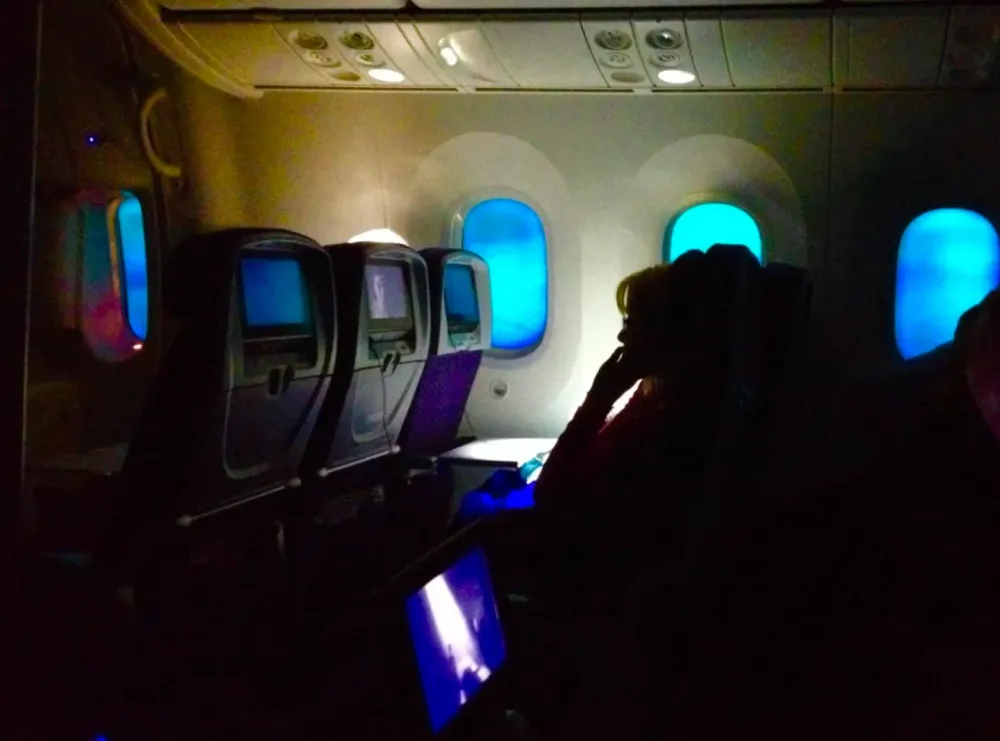 Inflight Wi-Fi woman on phone